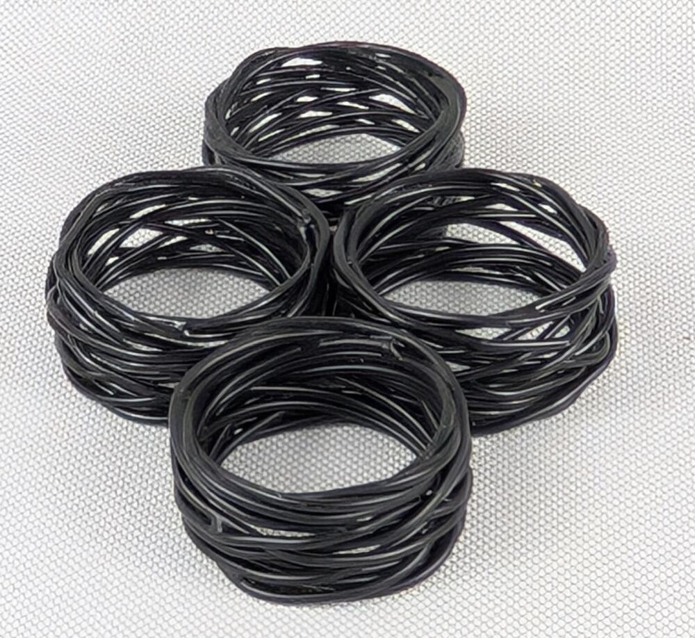 Kemp & Beatley Black Twisted Wire Metal Napkin Rings Holders Dinnerware Set 4